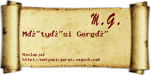 Mátyási Gergő névjegykártya